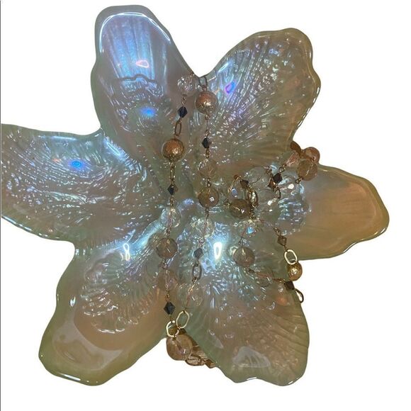 EUC Flower Shaped Turquoise Translucent Trinket Holder Dish - Picture 1 of 4